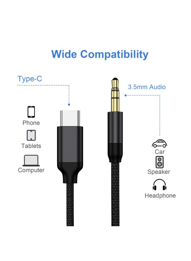 إيغويل كابل AUX إلى USB C، USB C إلى مقبس صوت AUX 3.5 مم، متوافق مع أنظمة الصوت في السيارة لـ iPhone 17 16 Pro Max 15 Pro Max، Samsung Galaxy S24 S23 S22 S21 Note 20، Pixel 4 5 XL، iPad Pro، 2 متر، 2 عبوة. - Image 5